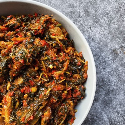 Efo Riro (Option Of Beef, Fish And Assorted Meat)